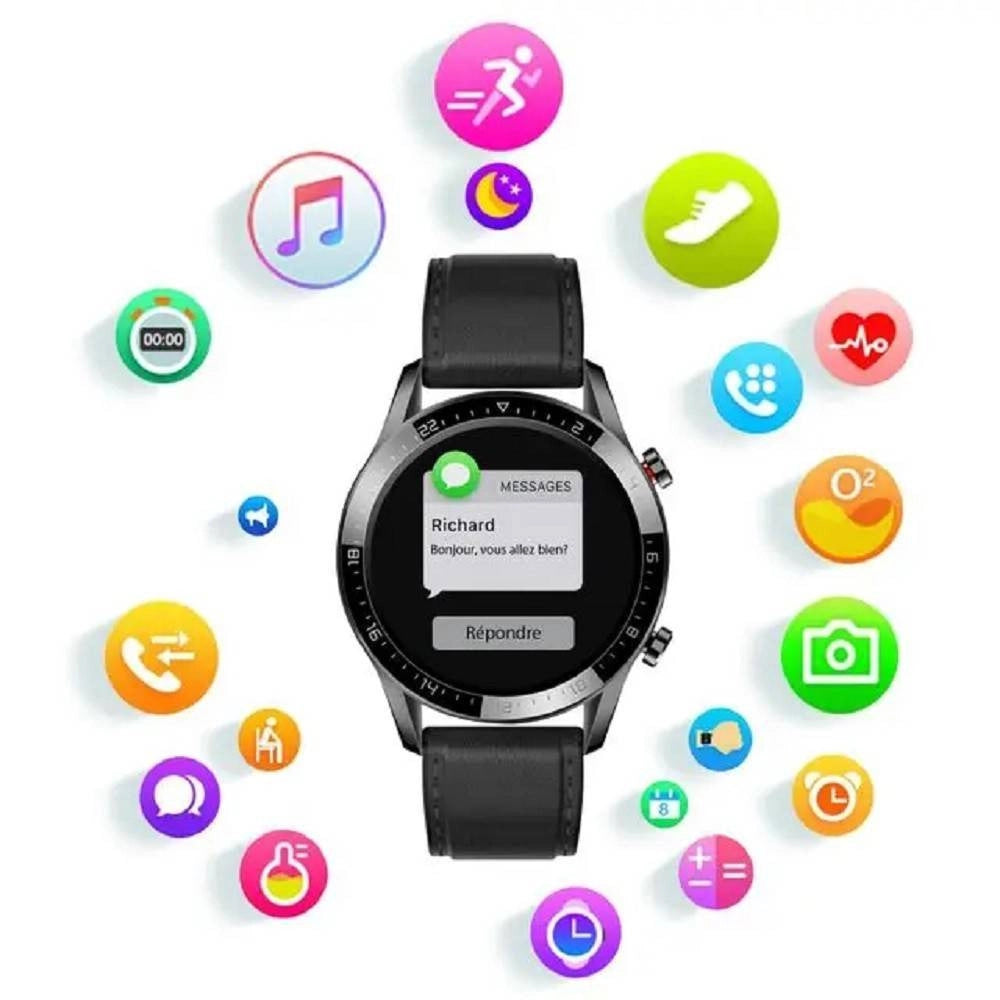 Trade Shop - Smartwatch Orologio Intelligente Bluetooth Cinturino Pelle Smart Sport Fitness Gt05 -