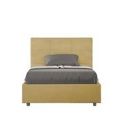 Letto imbottito 1 piazza e mezza 120x210 cm Mika - Senza rete,Microfibra,Ocra
