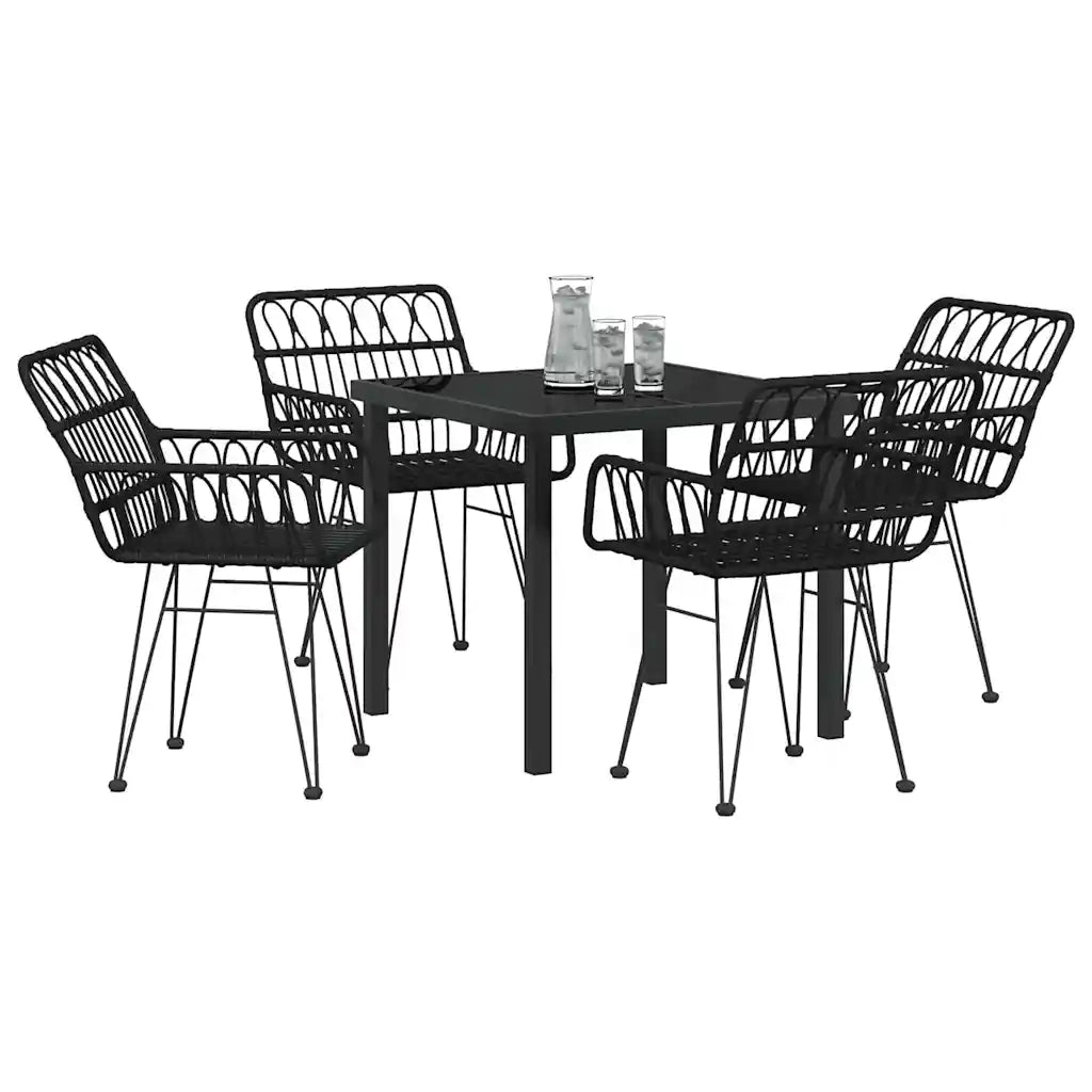 Set da Pranzo per Giardino 5 pcs Nero
