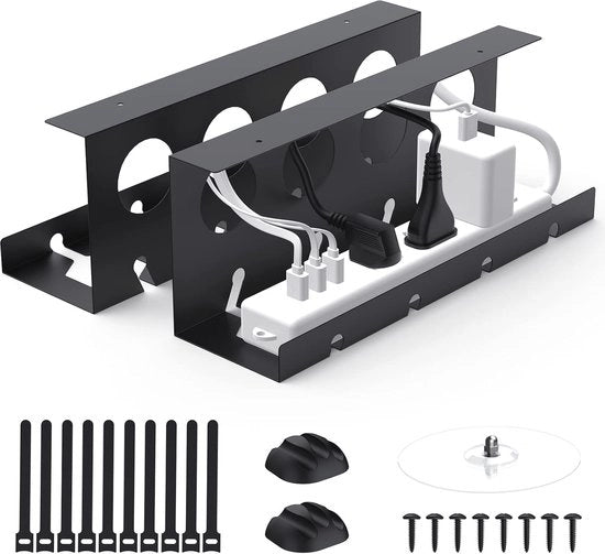 Set di gestione cavi per scrivania - Set di gestione cavi da 2 con accessori, montaggio semplice senza foratura.