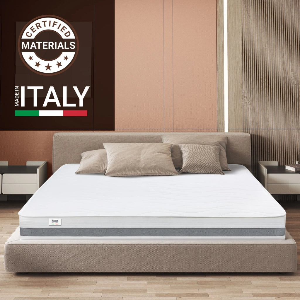 Materasso Singolo 95x210 cm in Memory Antibatterico | Altezza 25 cm | Rivestimento 3D Air in Fibra Ipoallergenica | Materasso Ortopedico a 7 Zone Differenziate Termosensibili