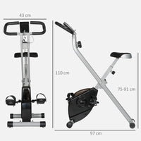 Cyclette Pieghevole Magnetica a 8 Livelli con Display LCD con Rotelle Grigio e Nero