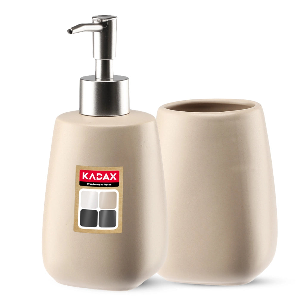 Set da bagno KADAX Set da bagno Beige Ceramica Dispenser per bicchieri 2 in 1