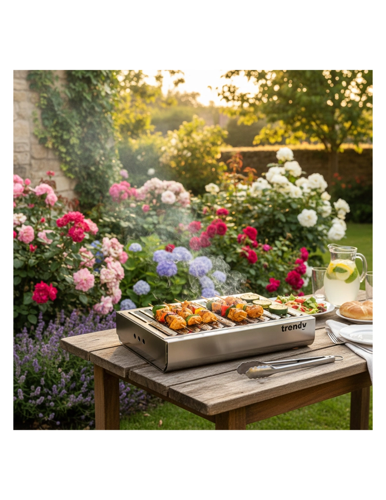 Barbecue portatile compatto a carbone TRENDY in acciaio inox