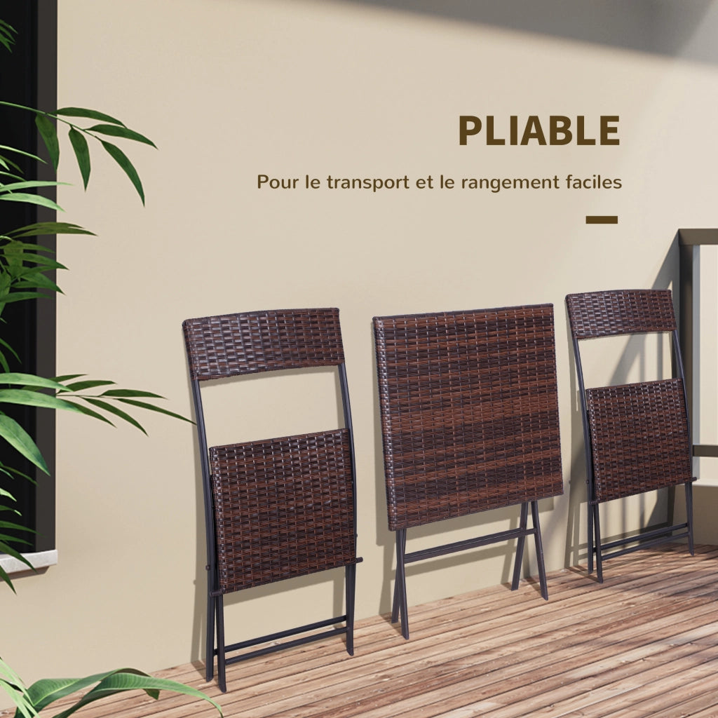 Set Giardino Tavolo Quadrato e Sedie Pieghevoli in Resina ¨C zephmum ¨C Marrone