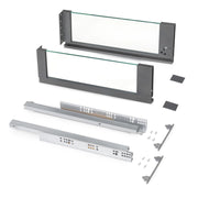 Cassetto esterno Vertex 40 kg con laterale in vetro 178 mm di altezza, 500 mm di profondità, Acciaio, Alluminio e Vet..