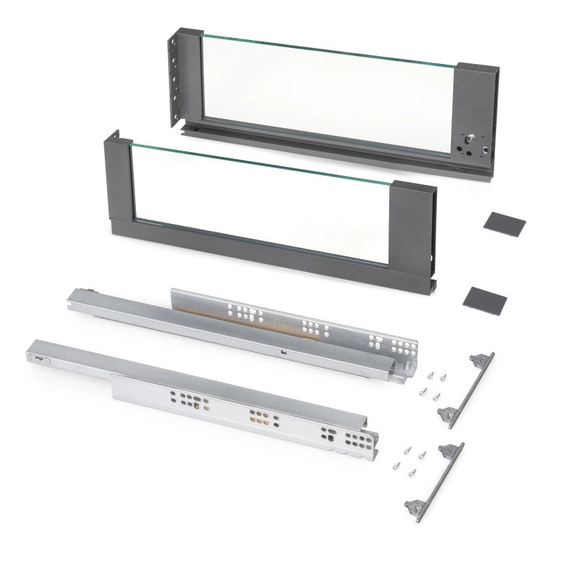 Cassetto esterno Vertex 40 kg con laterale in vetro 178 mm di altezza, 500 mm di profondità, Acciaio, Alluminio e Vet..