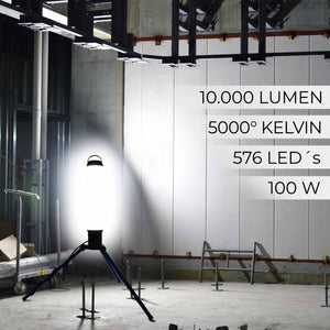 Lampada LED da lavoro con treppiede 100W Luce a 360° 10.000 lumen Faro da cantiere