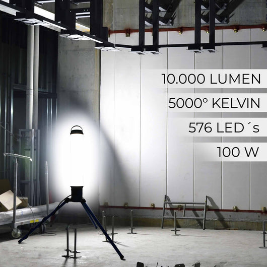 Lampada LED da lavoro con treppiede 100W Luce a 360° 10.000 lumen Faro da cantiere