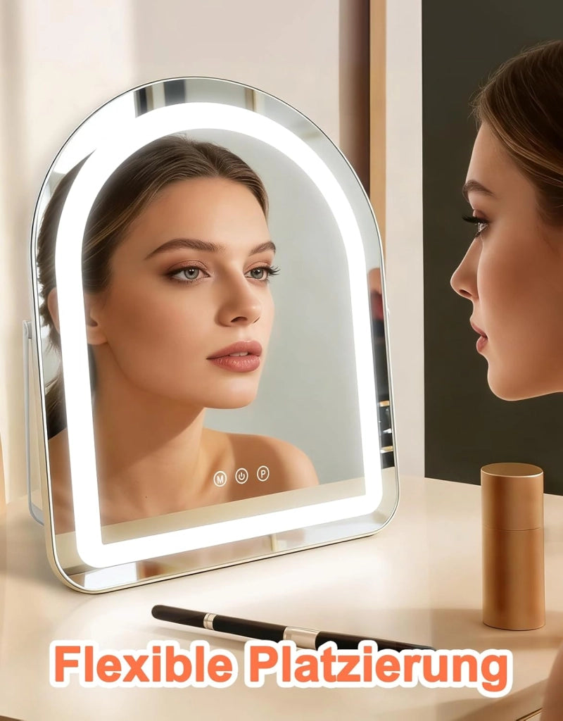 ZMH Specchio per il trucco illuminato a LED 35x45cm 3 modalit¨¤ di illuminazione regolabili con una semplice pressione