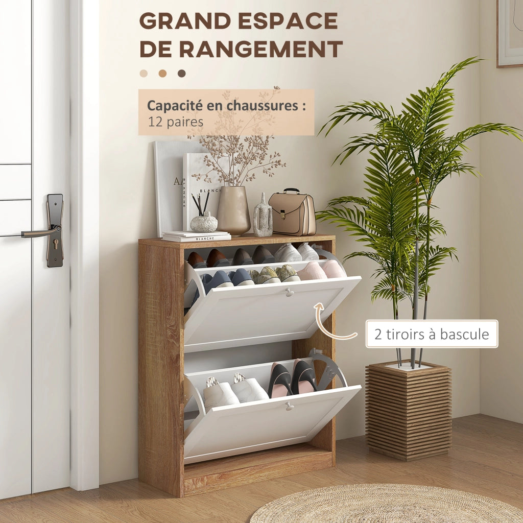 Armadio per scarpe 12 paia ¨C zephmum ¨C bianco 60x24.5x75.5cm