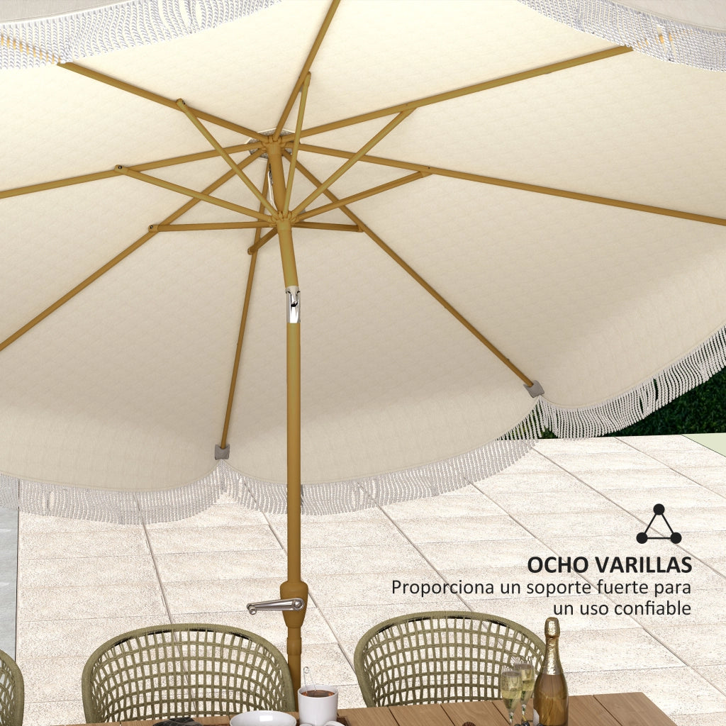Ombrellone da giardino 270 cm ¨C zephmum ¨C beige con frange
