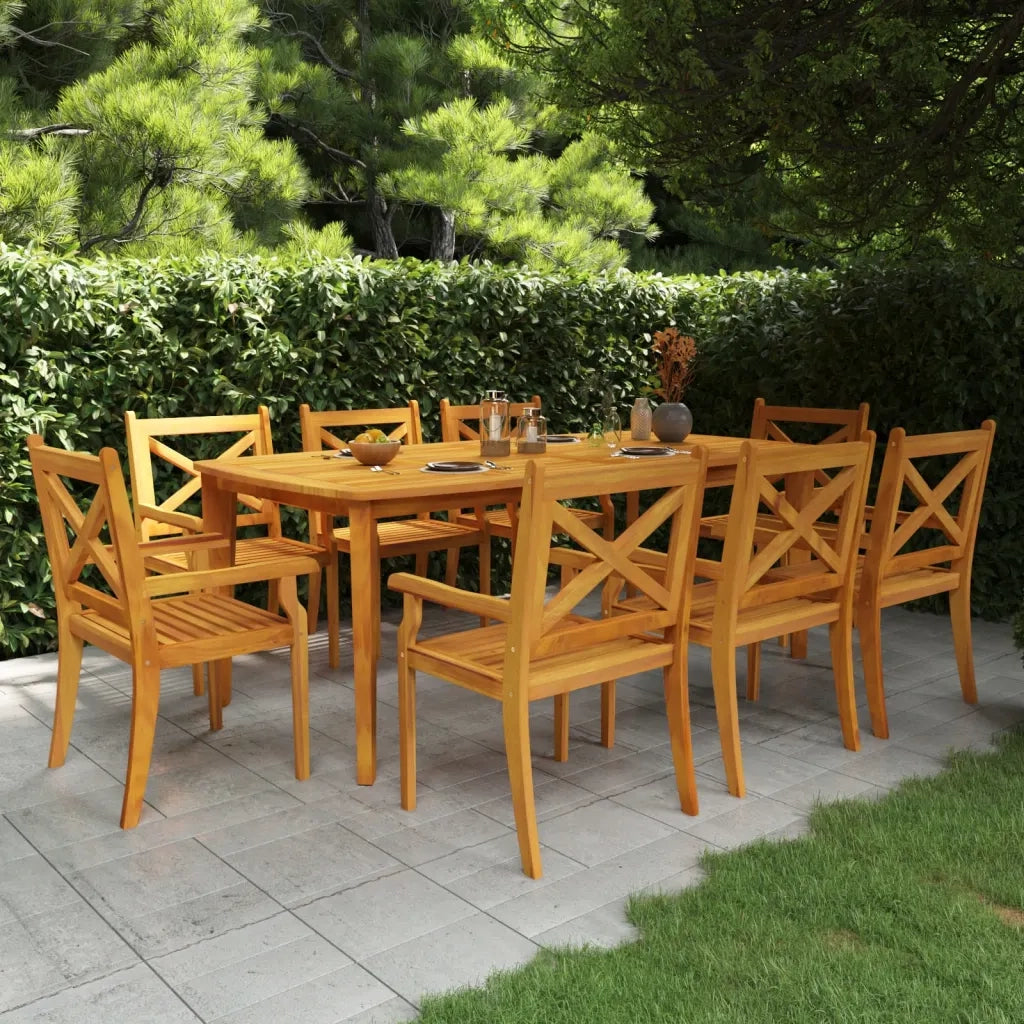 Set da Pranzo per Giardino 9 pz in Legno Massello di Acacia 3058006
