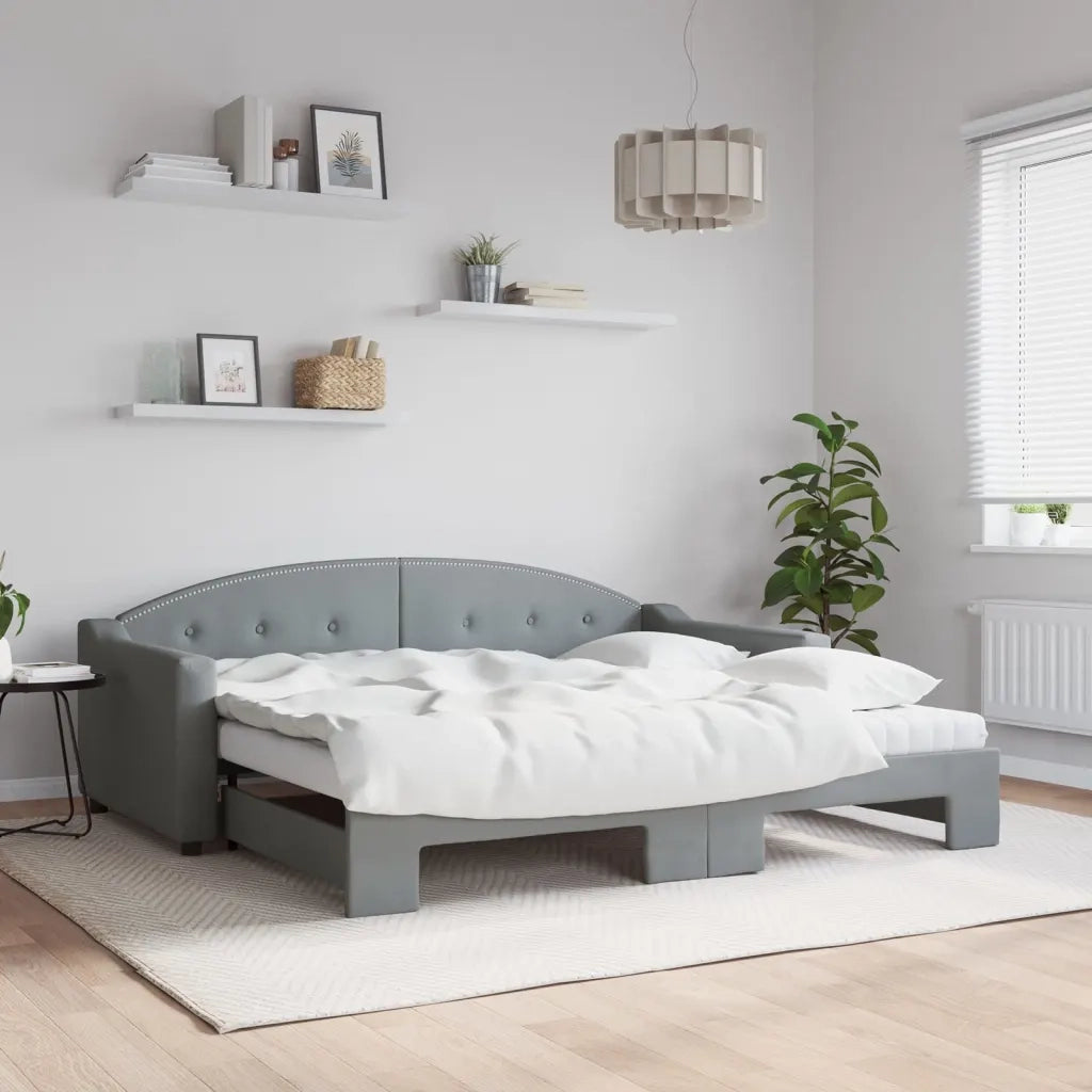 Divano Letto Estraibile Materassi Grigio Chiaro 90x190 Tessuto 3197558