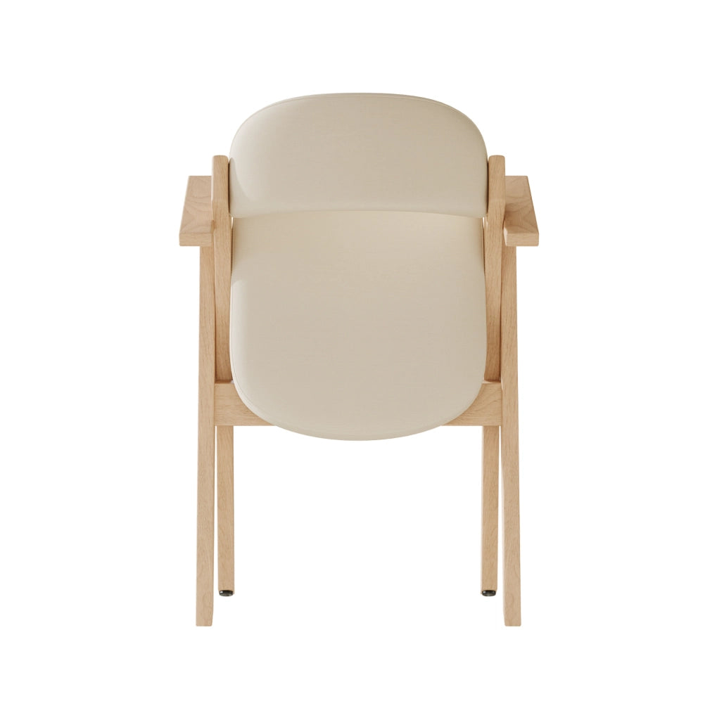 Set di 2 sedie da pranzo pieghevoli con braccioli; legno massello; lino beige