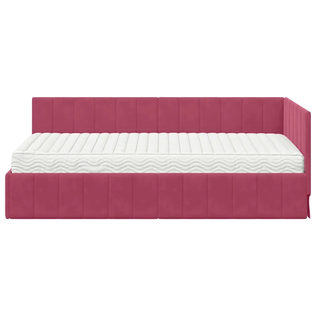 Struttura Letto Angolare con Materasso 2 pcs Verde Velluto 3393852