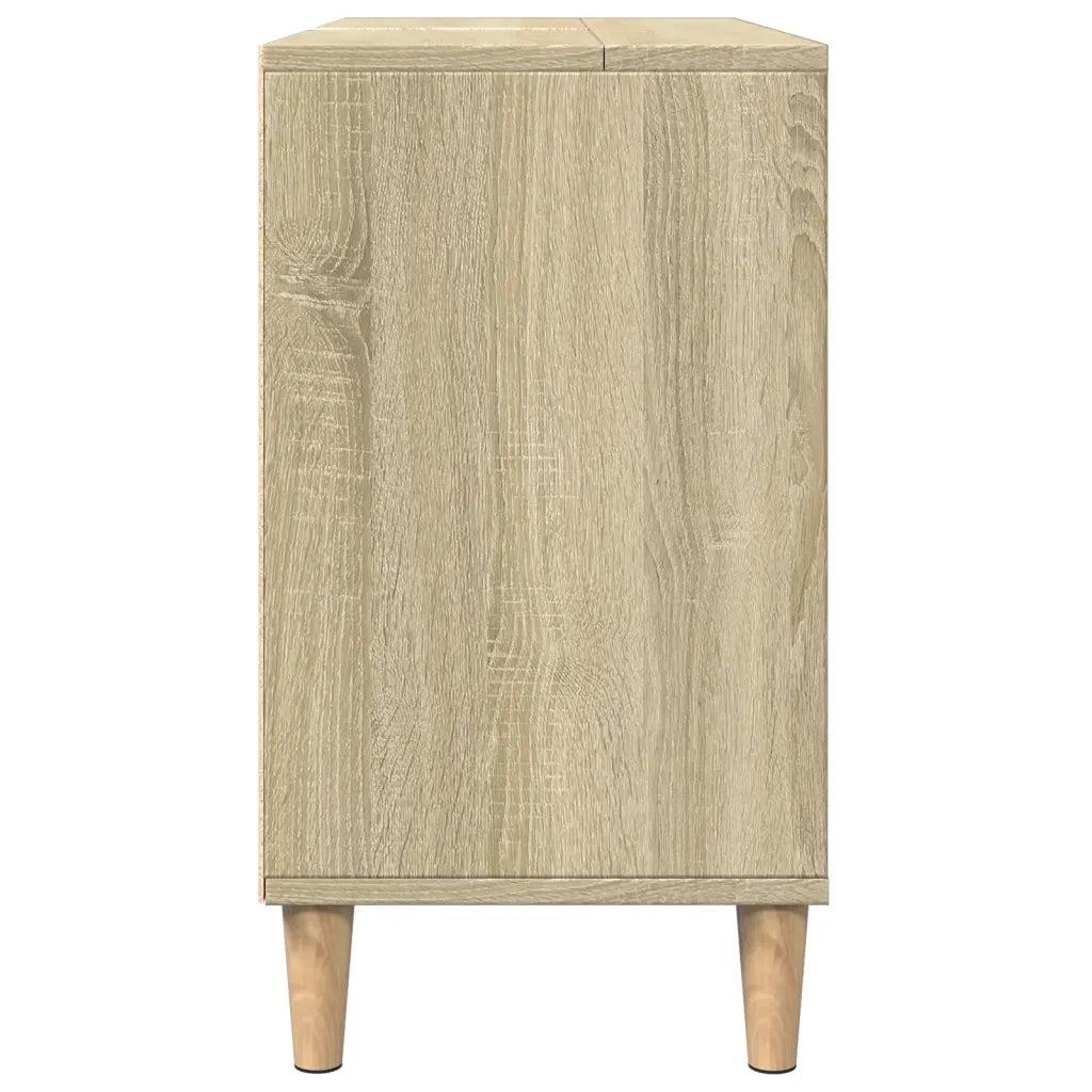 Mobiletto da bagno in legno composito pratico contenitore 80 x 33 x 60 cm legno composito rovere Sonoma 02_0051055