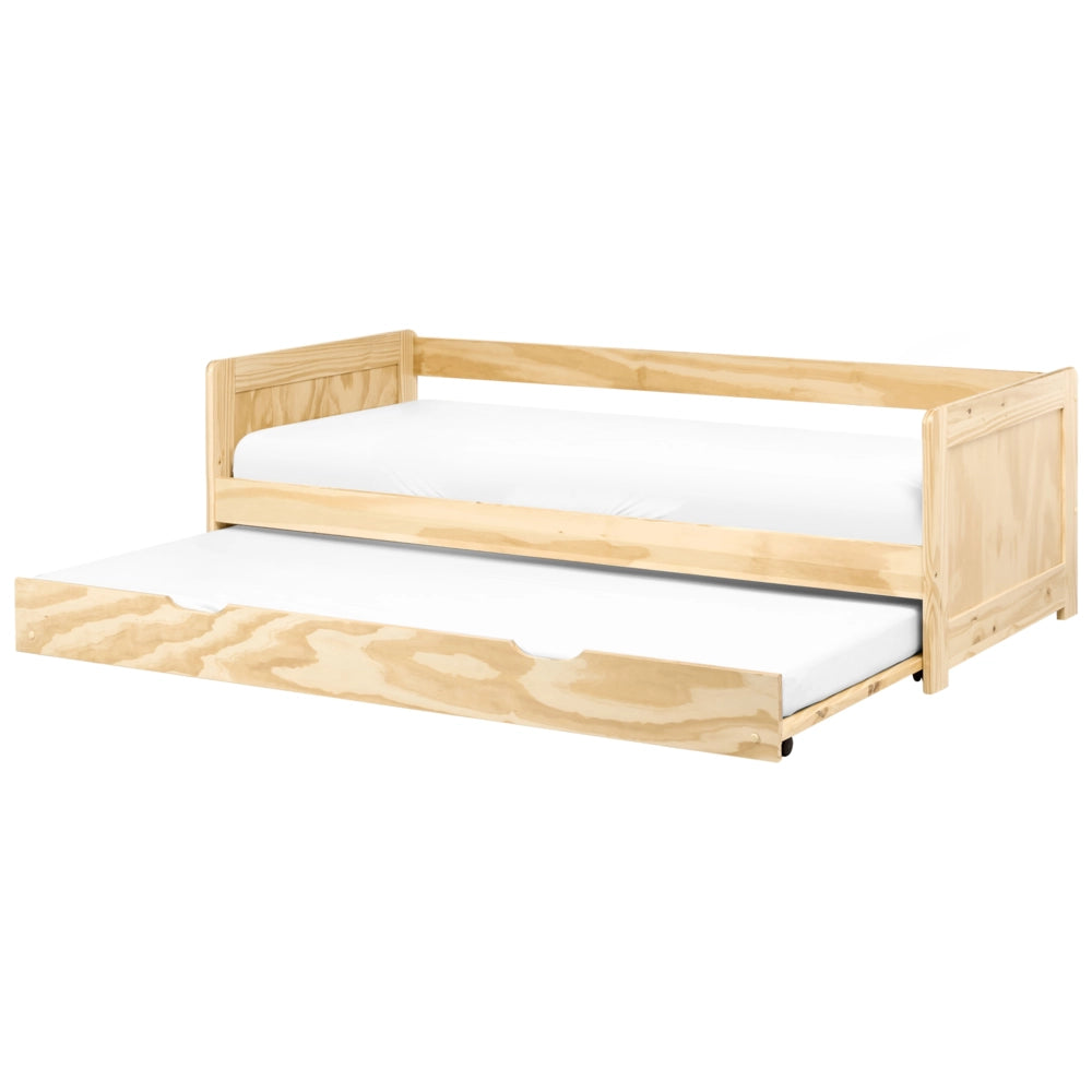 Letto a castello per bambini in legno di pino chiaro struttura di dimensioni singole EU con telaio estraibile extra.