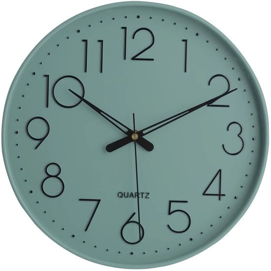 Orologio da Parete 12" Silenzioso Senza Tocchi Numeri Arabi Orario Decorativo per Ufficio, Salotto, Camera da Letto, Cucina ( Batterie Non Incluso) Azzurro Nebbia