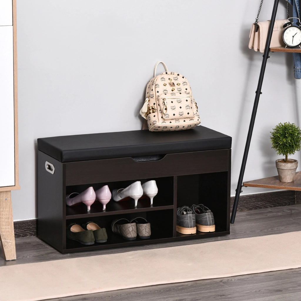 Scarpiera Imbottita con Seduta ¨C Xylo ¨C Nero 80x30x43 cm Panca Ingresso Salvaspazio