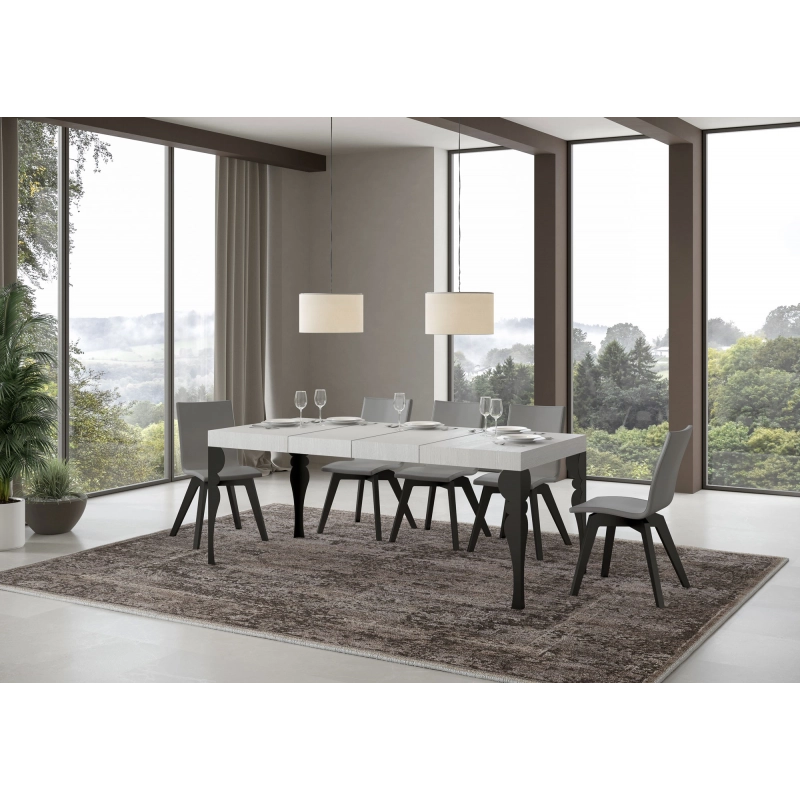 Tavolo allungabile 90x120/224 cm Paxon Premium telaio Antracite - Bianco Frassino