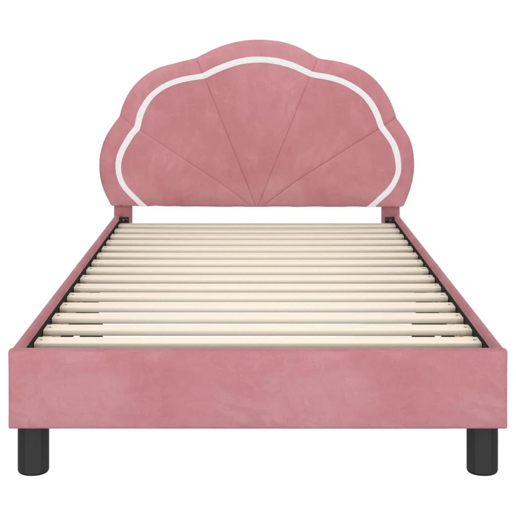 Struttura letto bambini con testata-Giroletto per bambini Rosa 90 x 190 cm Velluto 304698