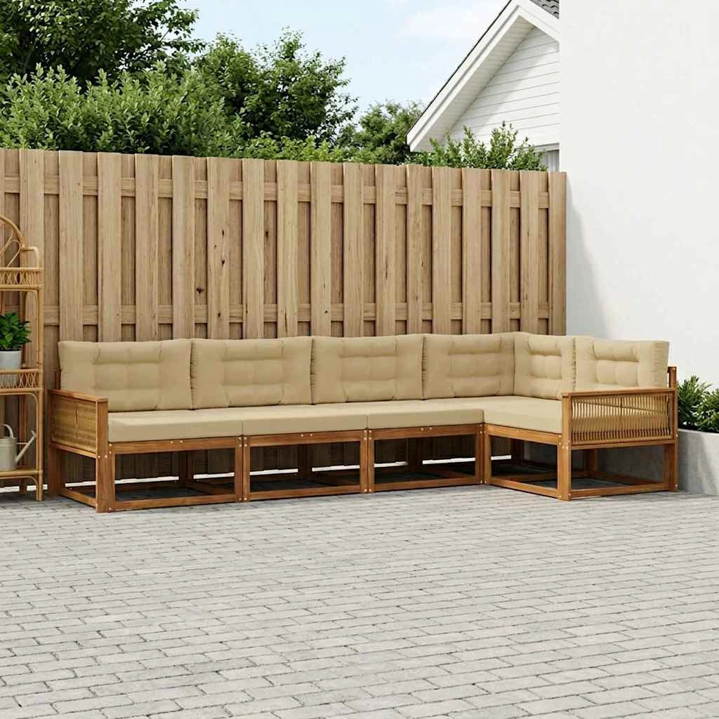 Set di divani da esterno 5 pz Naturale e Beige 3382571