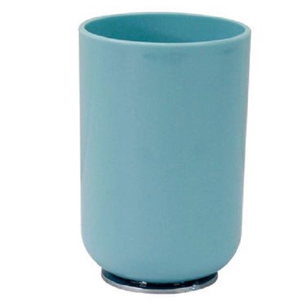 Trade Shop - Bicchiere Portaspazzolini Dentifricio Celeste Silver Accesori Arredo Bagno 79888 -
