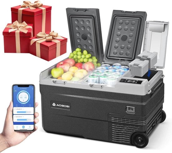 Frigorifero portatile auto 2 in 1 zona doppia fino a -20 °C 34 litri 12 V 230 V con regolazione digitale di temperatura app controllo anti vibrazioni per camper