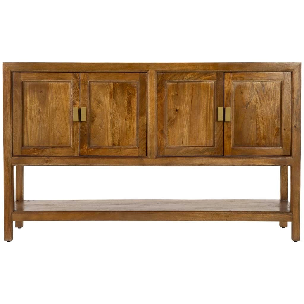Credenza in legno marrone a 4 ante, 150x40x90h cm