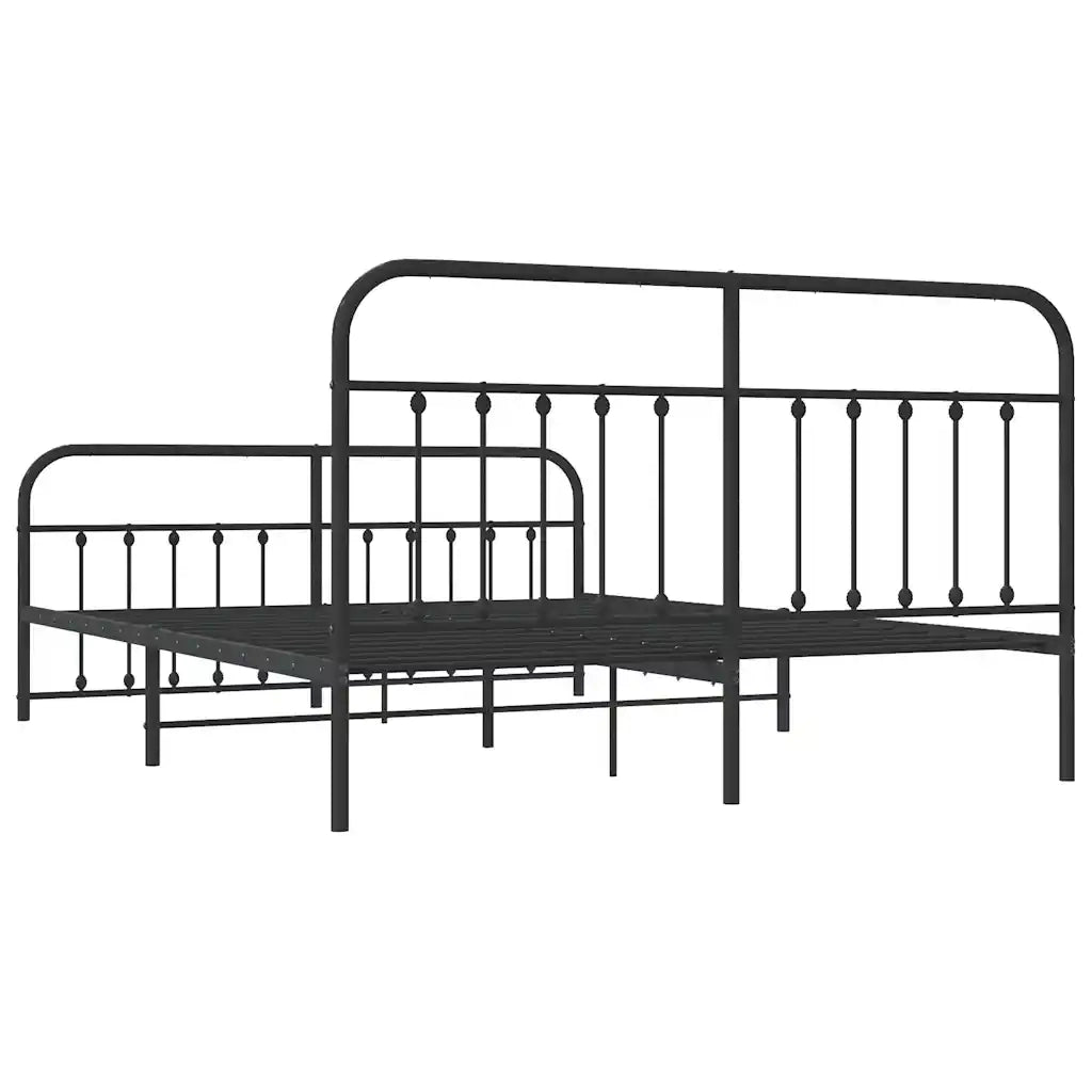 Giroletto con Testiera e Pediera Metallo Nero 183x213 cm