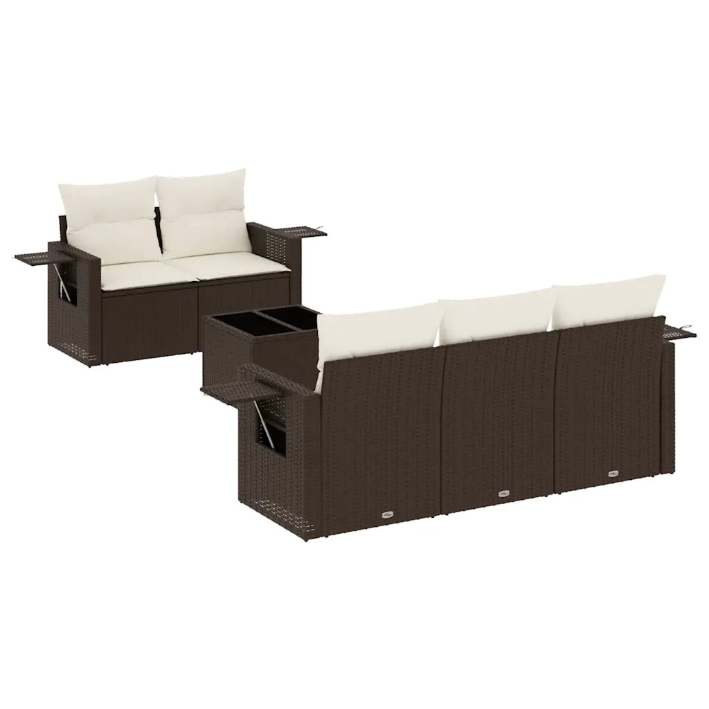 Set Divano da Giardino 6 pz con Cuscini Marrone in Polyrattan 3252240