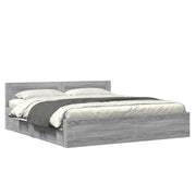Letto matrimoniale | Letto per adulti | Giroletto Testiera Grigio Sonoma 180x200 cm Legno Multistrato