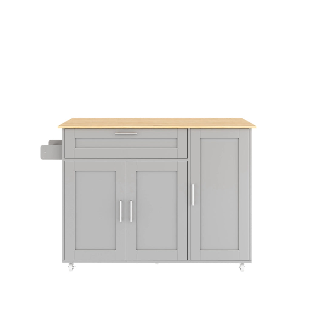 Carrello da cucina 132.5x44(70)x90 cm con piano ribaltabile in MDF grigio