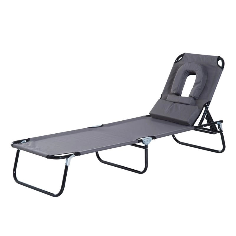 LETTINO PRENDISOLE RELAX PIEGHEVOLE CON CUSCINO 190X56X28 CM GRIGIO