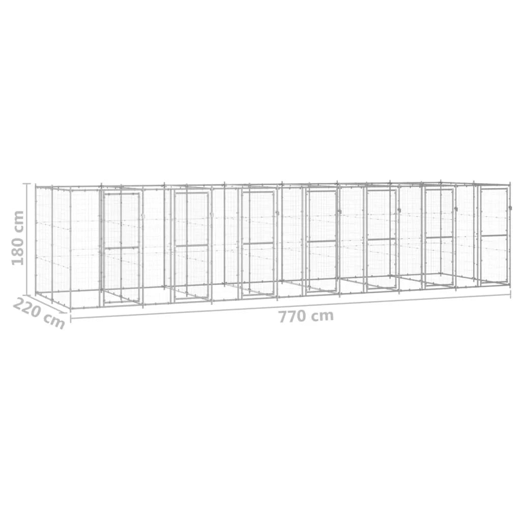 Recinto per animali da esterno per cani in acciaio zincato 16,94 m² 02_0000409