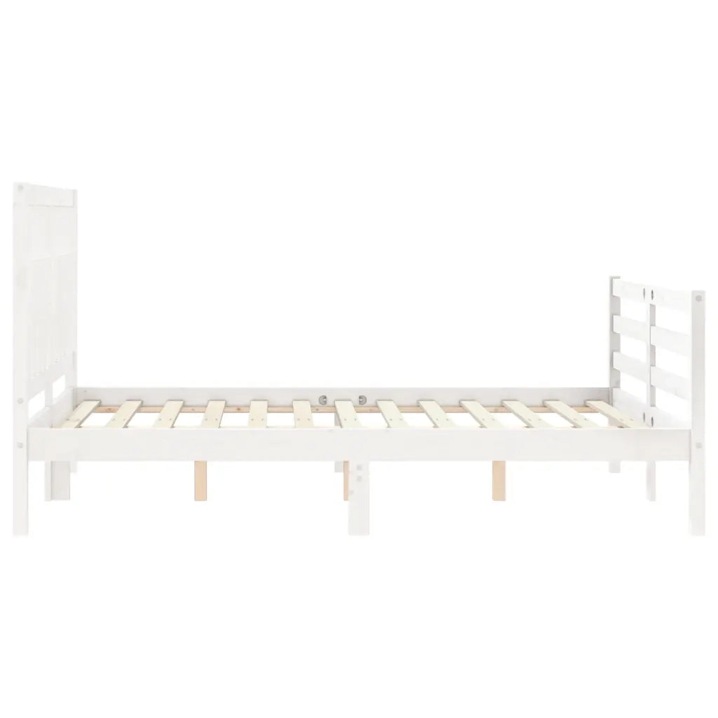 Giroletto con Testiera-Struttura Letto con testiera Bianco 120x200 cm in Legno Massello 959720