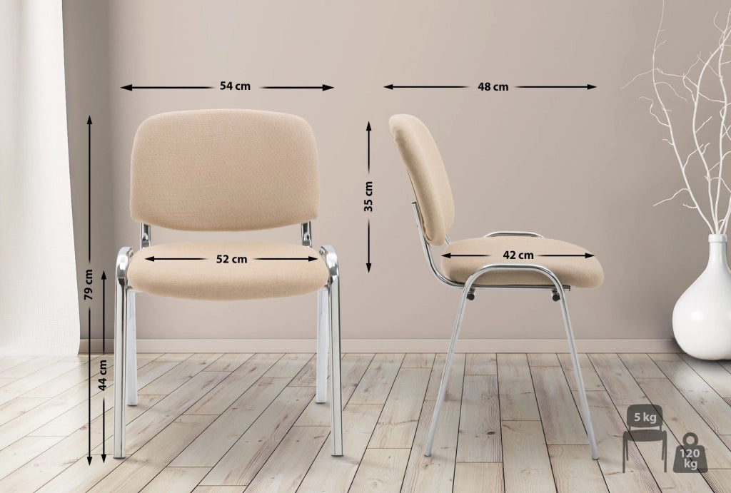 Sedia ospite impilabile KEN in tessuto crema