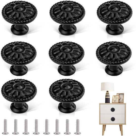 Maniglie vintage - 8 pezzi - nero - lega di alluminio