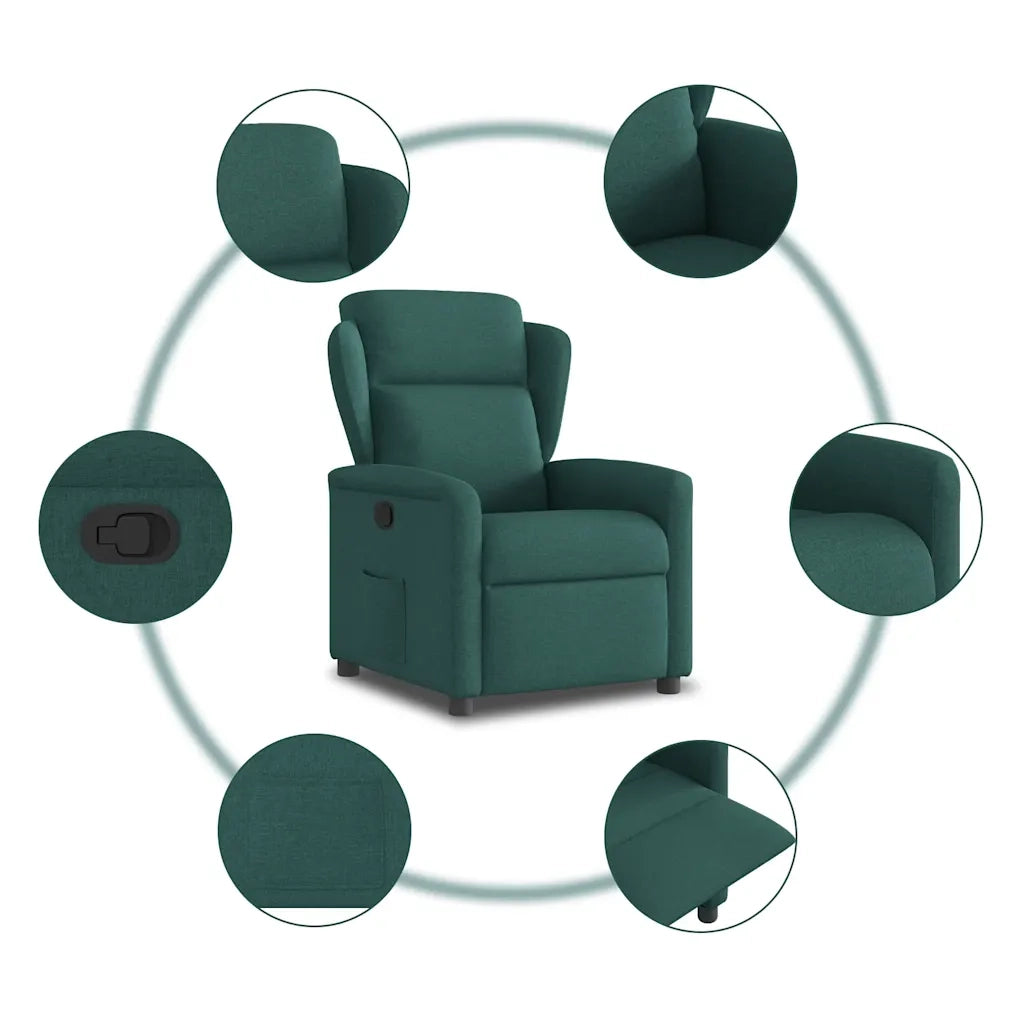 Divano Sedia-Poltrona Reclinabile in Tessuto Verde Scuro 828028