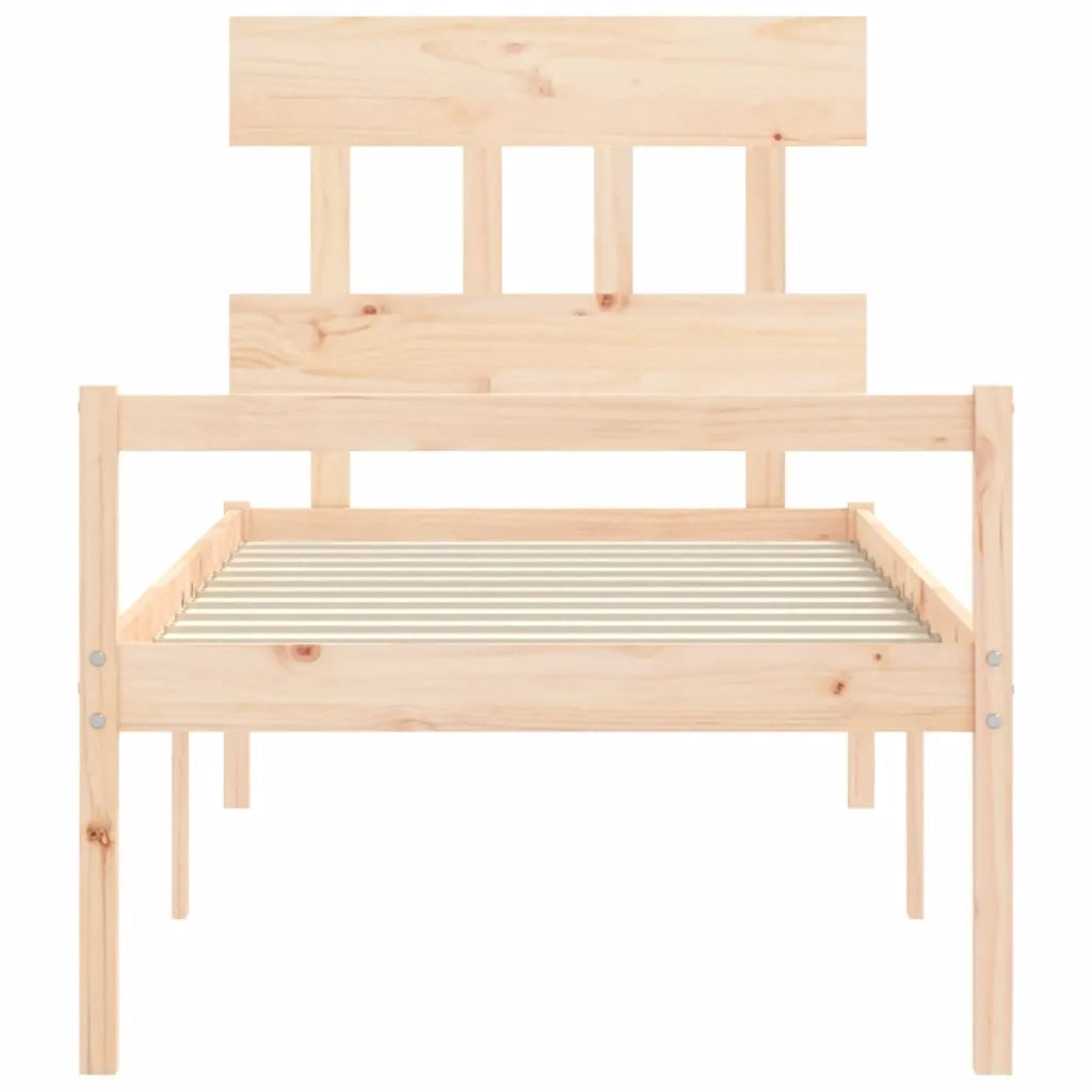 Letto singolo | Letto per adulti | Letto per Anziani con Testiera Single in Legno Massello