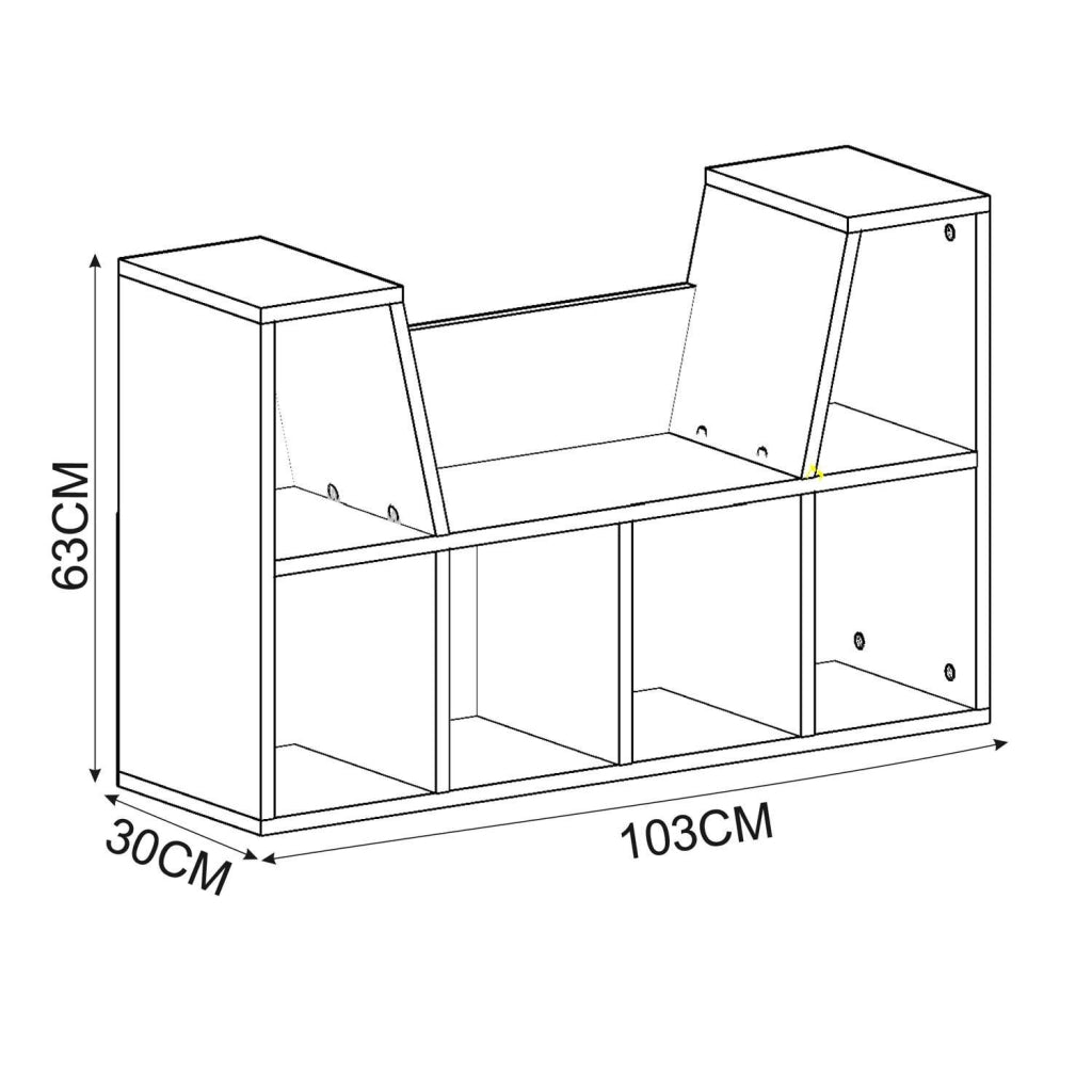 Libreria "Livora" con seduta in legno - 103 x 30 x 63 cm - Marrone