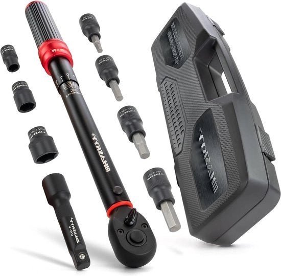 Chiave inglese da 10 a 120 Nm - set di chiavi a coda piatta - 10 14 17 mm - set di bit H5 H6 H7 H8 H10 - set di bit Torx T40 T45 T50 - adattatore di estensione - bicicletta - motocicletta - e-bike