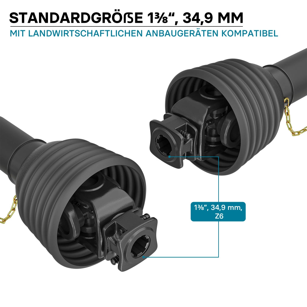 Albero cardanico T8 Giunto cardanico 1500-1650mm 1240Nm 540rpm Cardano 110kW 150CV 2x 1 3/8" 6 denti