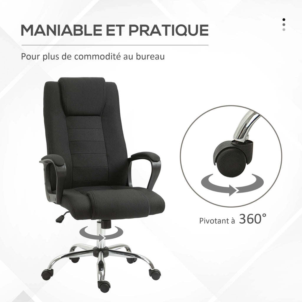Sedia da Ufficio Ergonomica con Rotelle ¨C Xylo ¨C Lino Nero Altezza Regolabile