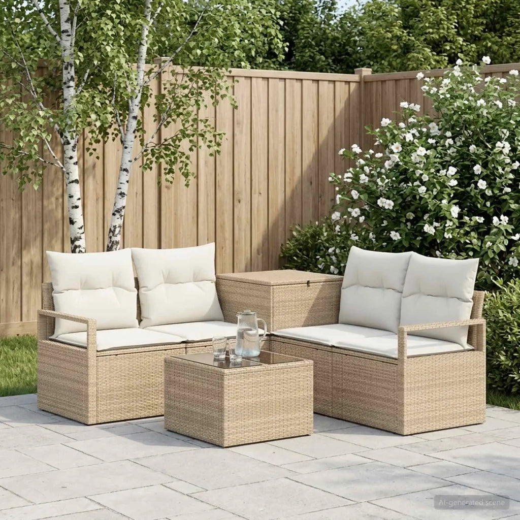 Set di divani 6 pz Beige e Bianco Crema 3447250