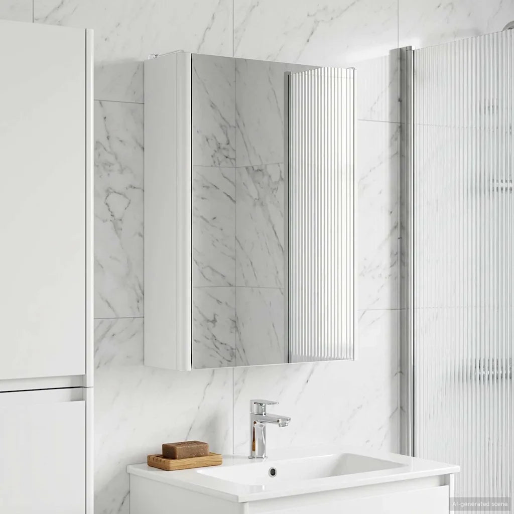 Mobiletto per specchio da bagno Bianco 33 x 11,5 x 50 cm