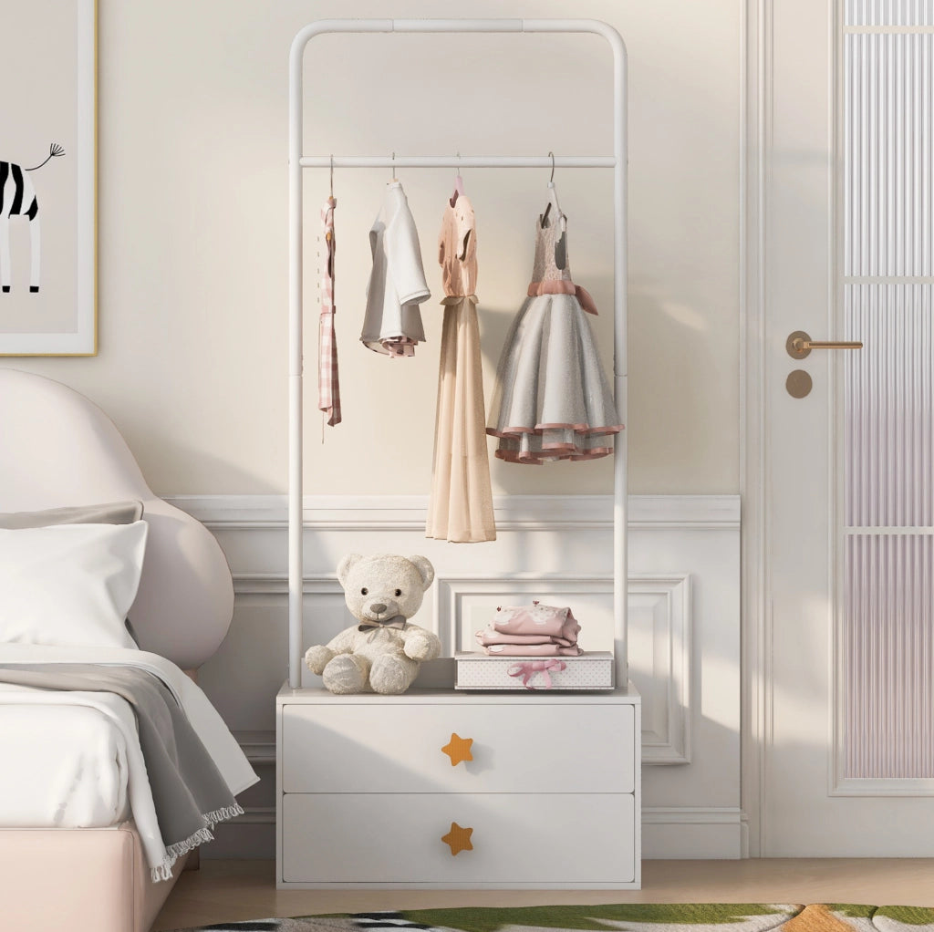 APPENDIABITI per bambini 70x55x168 cm con 2 cassetti Bianco