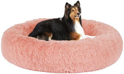 Cuscino per cani a forma di donut con base rotonda, lavabile, 80 cm di diametro, colore rosa