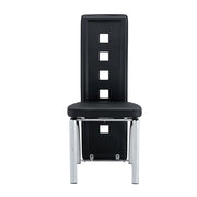 Set tavolo da pranzo e sedie con 1 tavolo rotondo e 4 sedie imbottite in vetro temperato; metallo e PU nero